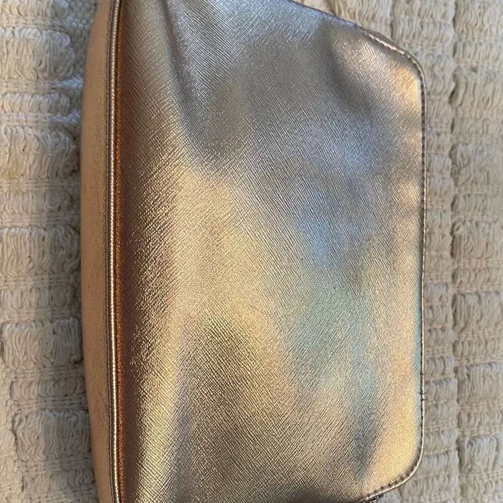 Nine West rose gold metallic cosmetic pouch